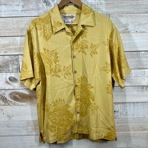 Honolulu Lulu Hawaiian Shirt Mens Small Yellow Gold Tropical Short Sleeve‎